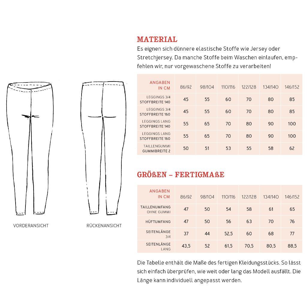 Papierschnittmuster Leggings Rieke Gr. 86-152